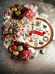 The 12 Days of Christmas Wreath, Christmas Decor, Red White and Gold Christmas, Christmas Wreath